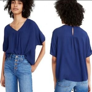 Madewell Rhyme blouseNightfall Navy keyhole boxy oversized casual Small